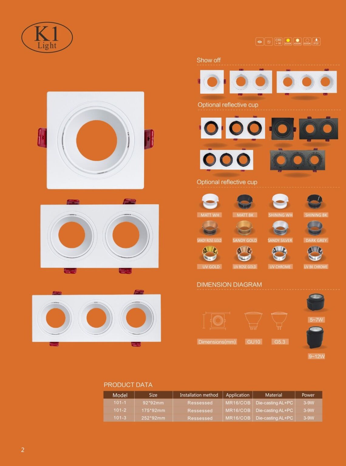 Anti-glare Ceiling Mounted frame