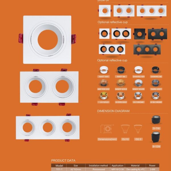 Anti-glare Ceiling Mounted frame