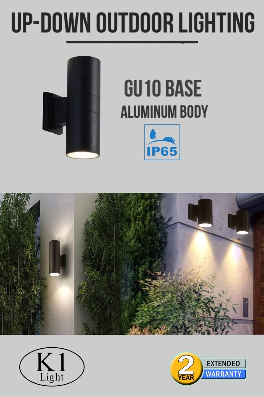 Up-down outdoor wall lighting
