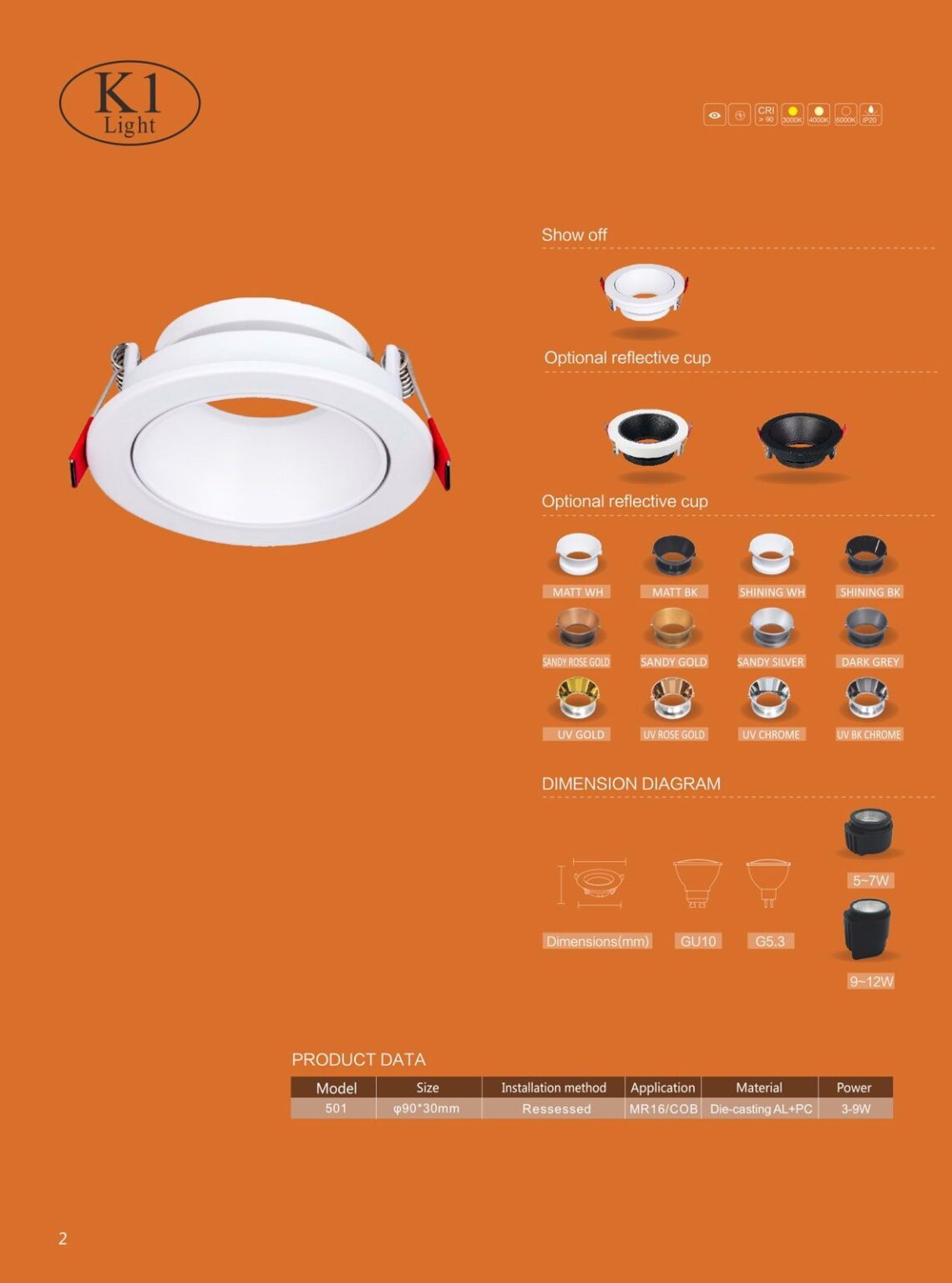 Anti-glare Ceiling Mounted frame