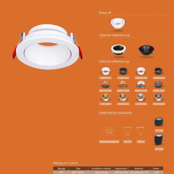 Anti-glare Ceiling Mounted frame